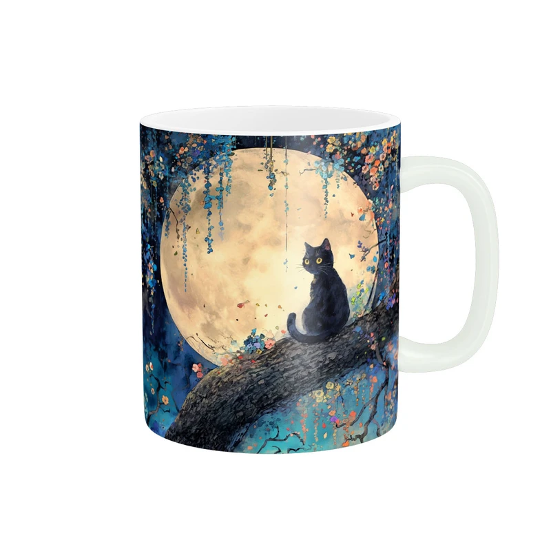 ماگ پاد آفرین مدل گربه کیوت روی درخت و ماه کد 972