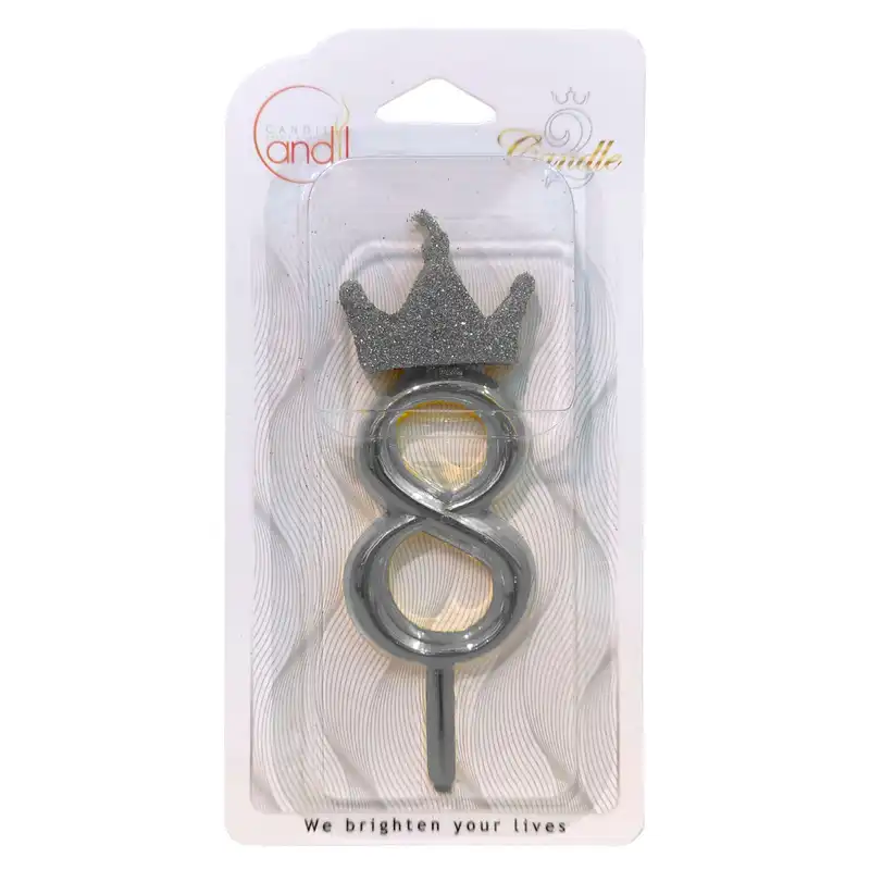 شمع تولد مدل تاج کوئین اکلیلی عدد 8