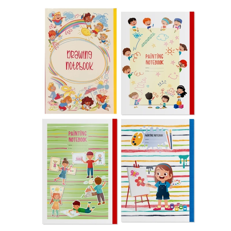 دفتر نقاشی ۶۰ برگ پاپکو مدل ۹۰۴۶ سایز A4 بسته ۴ عددی 