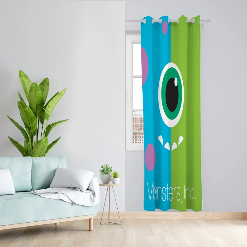 پرده طرح monster مدل مخمل پانچی کد L 348L Z سایز 140x200 سانتی متر