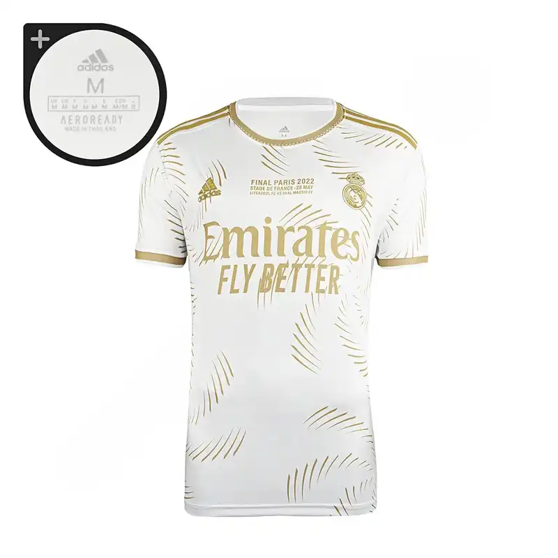 ست تی شرت و شلوارک ورزشی مردانه مدل فوتبال رئال مادريد فينال 2022 پاريس NK-7132