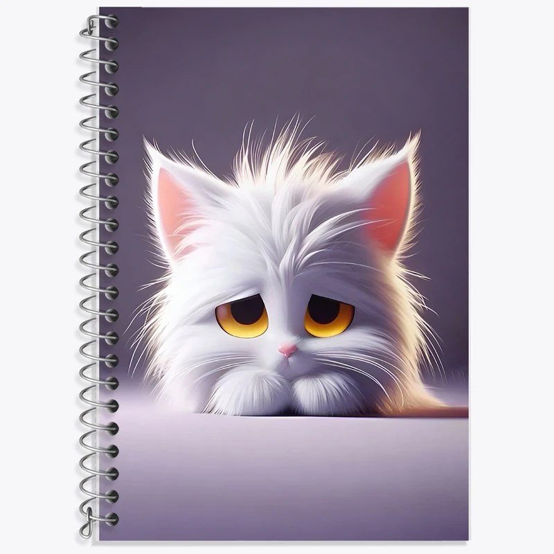 دفتر زبان 50 برگ خندالو مدل سه خط طرح گربه ی ناراحت کد F7931