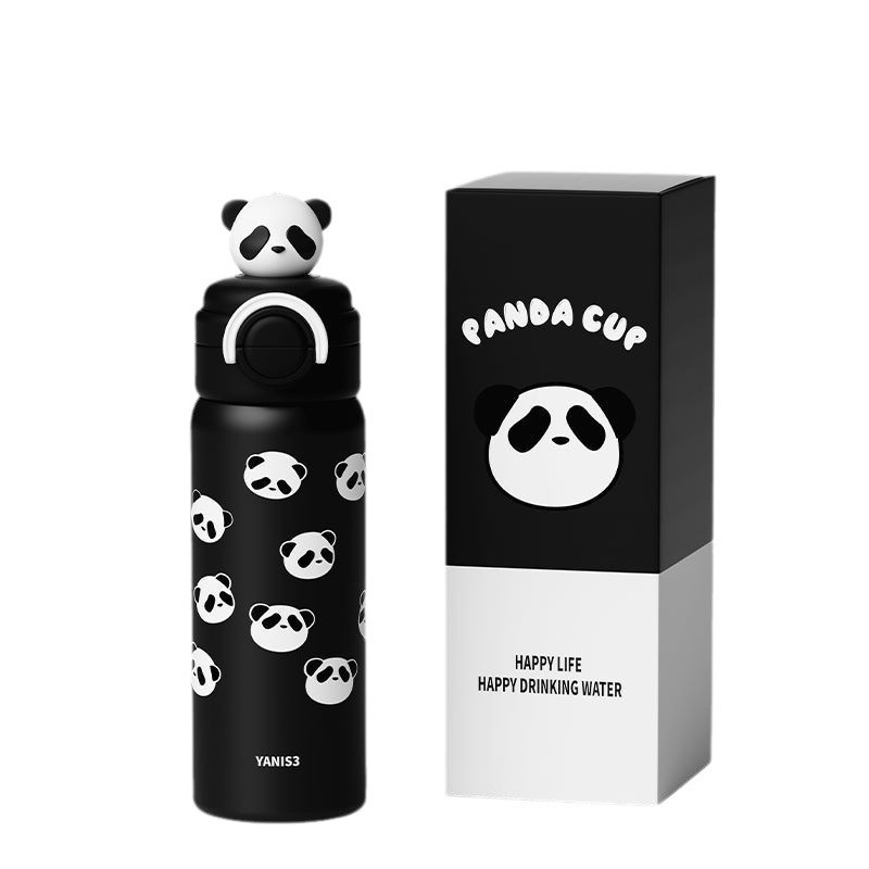فلاسک کودک مدل Dual cap طرح cute panda گنجایش 0.550 لیتر