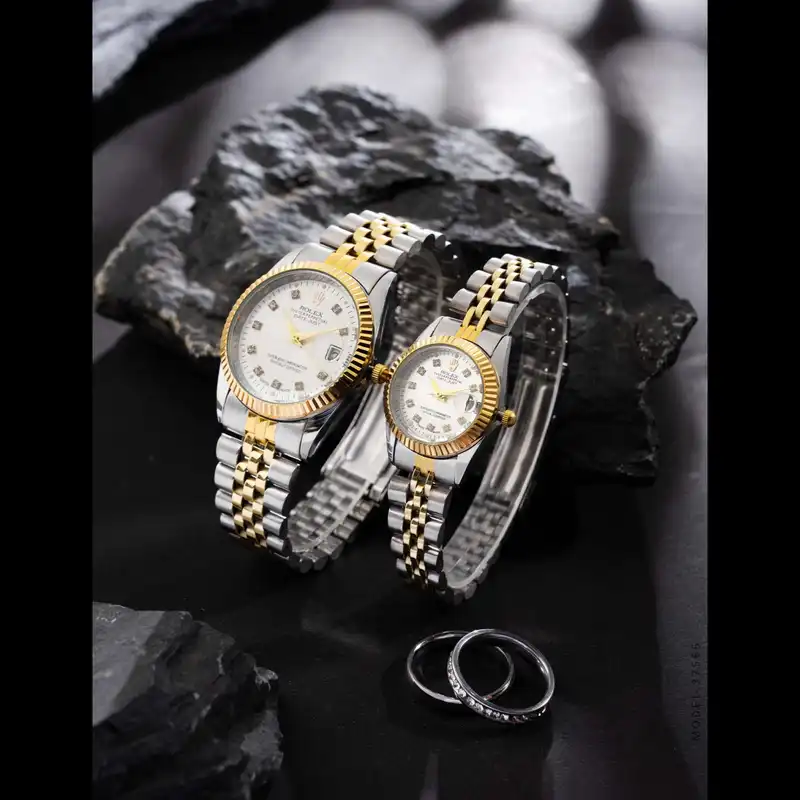 ست ساعت مچی عقربه ای زنانه و مردانه مدل دیت جاست تقویم دار کد 3