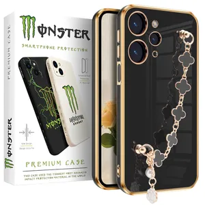 کاور مانستر مدل Black Flower مناسب برای گوشی موبایل شیائومی Redmi12 / Redmi12 4G به همراه آویز