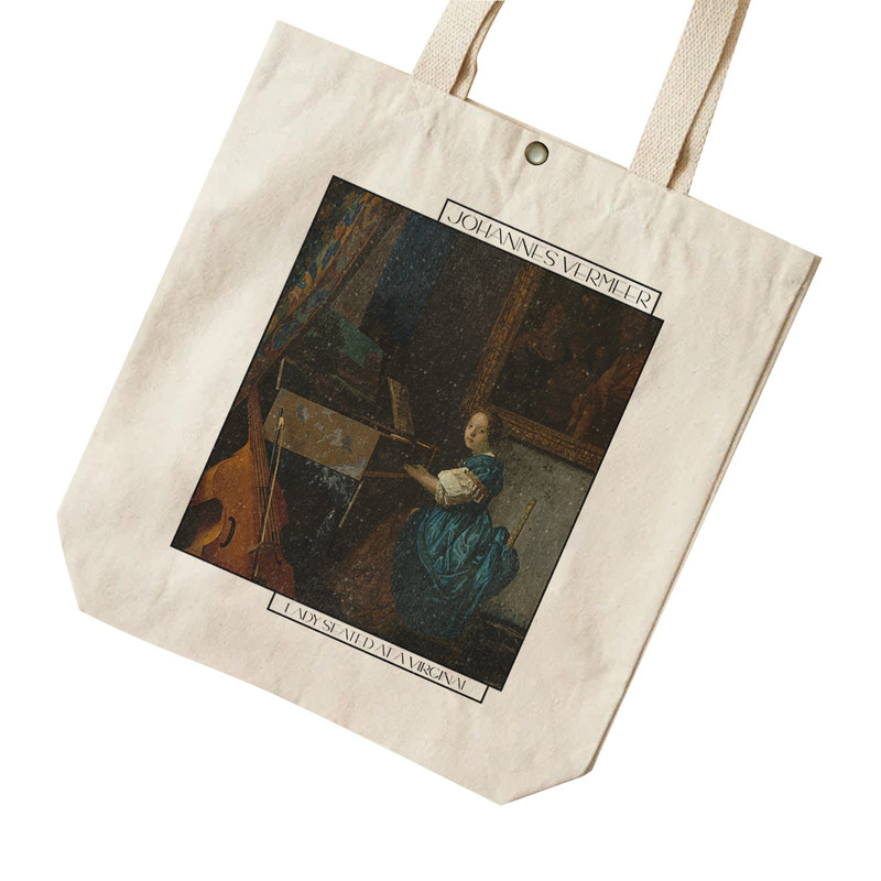 ساک خرید ترمه طراحان ایده مدل دختری پشت ساز ویرژینال از ورمر کد art0572 - L