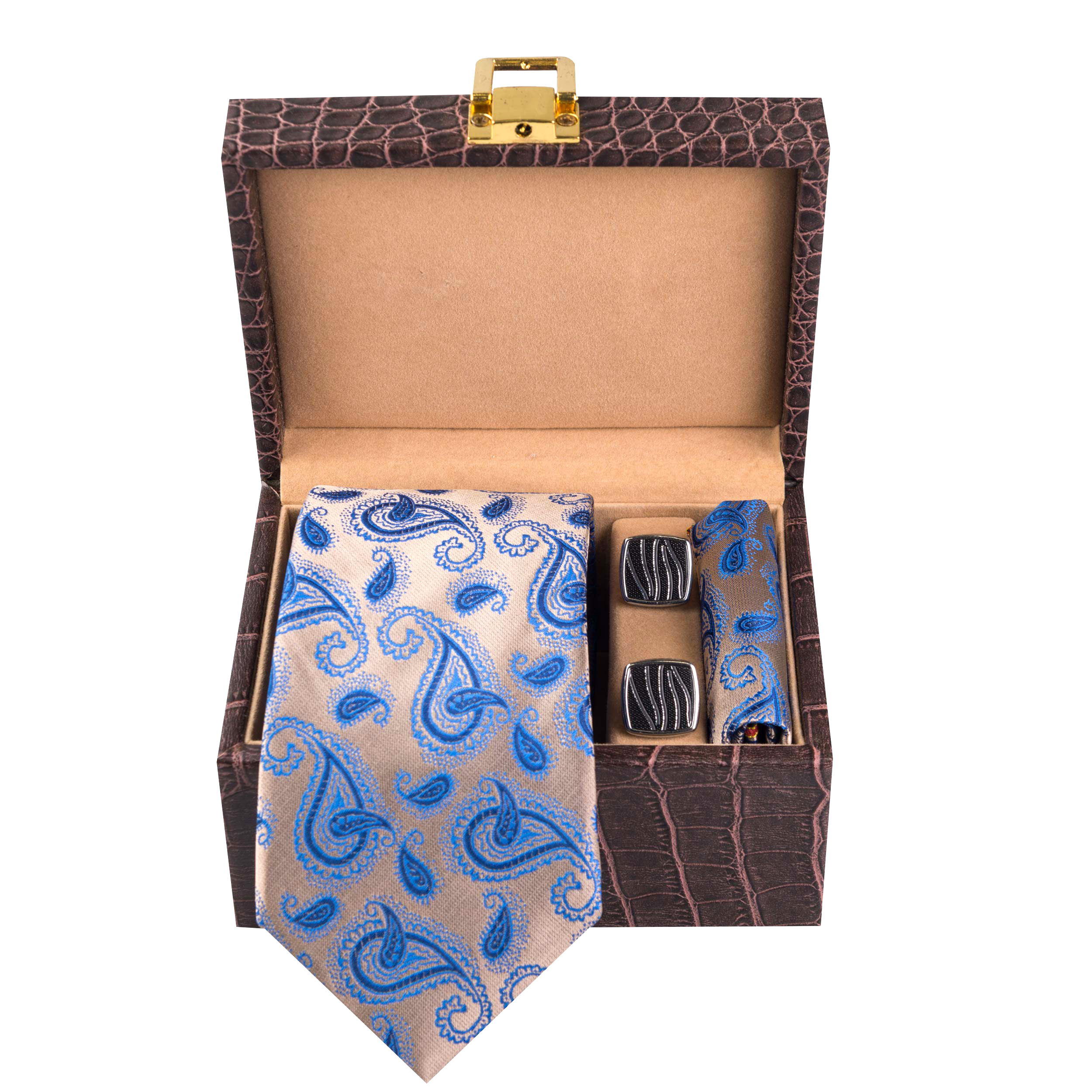 ست کراوات ، دستمال جیب و دکمه سردست مردانه مدل GF-PA1257-GR-BOX