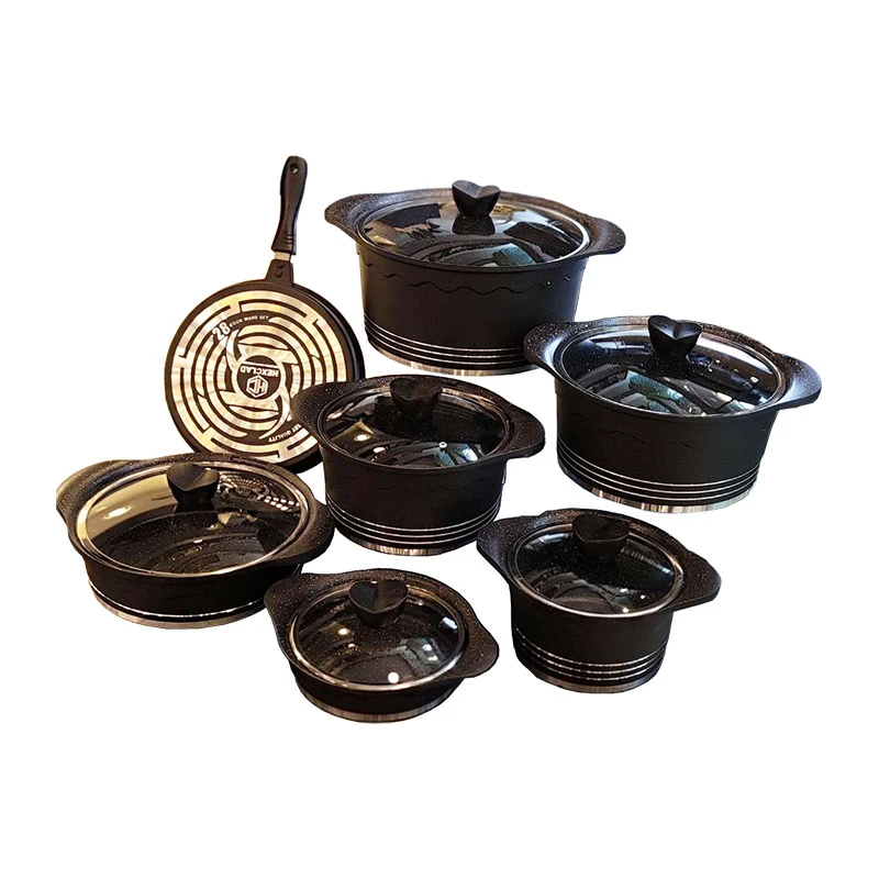 سرویس قابلمه و تابه گرانیت 14 پارچه هکس کلد مدل 14PCS