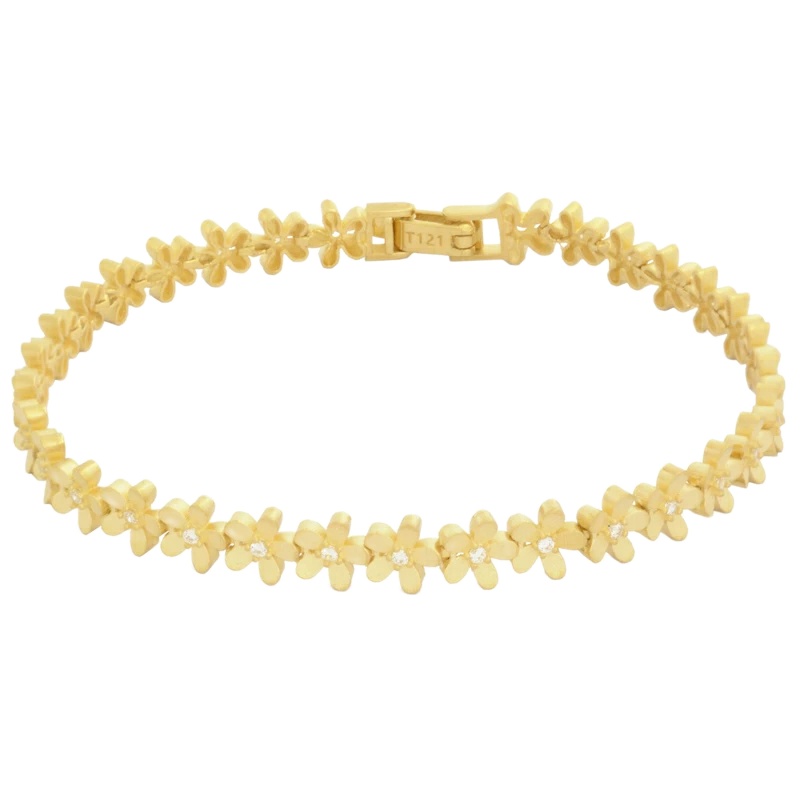 دستبند طلا 18 عیار زنانه طرح شکوفه مدل DGBA9-30d
