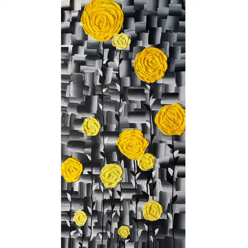 تابلو نقاشی طرح رُز زرد برجسته کد 125