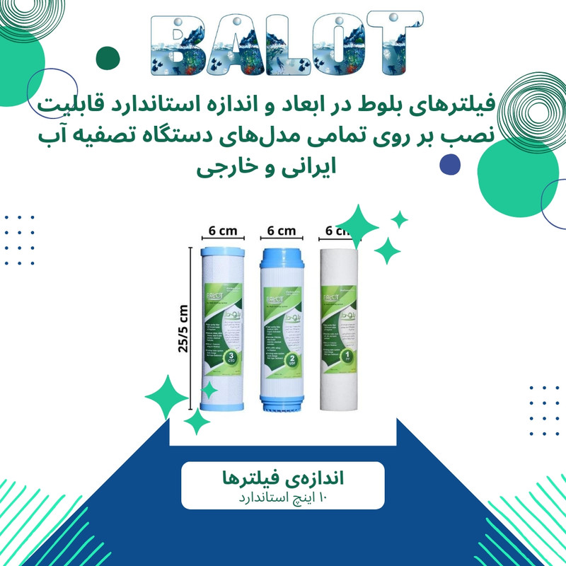 فیلتر دستگاه تصفیه آب بلوط مدل گیاهی BLT 04 مجموعه 4 عددی