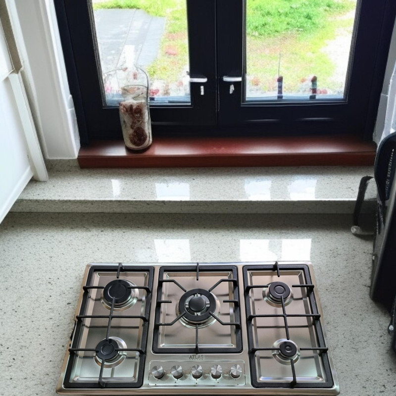 اجاق گاز صفحه‌ای پنج شعله  اطلس خزر مدل بدون فر رومیزی توکار 700