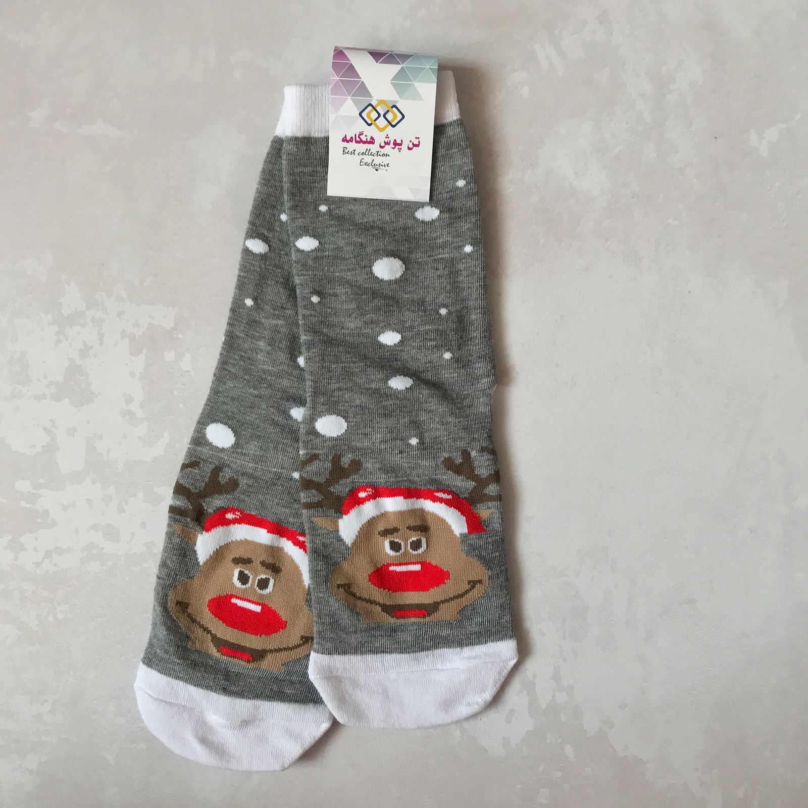 جوراب زنانه تن پوش هنگامه مدل کریسمسی گوزن کد T01 -  - 2