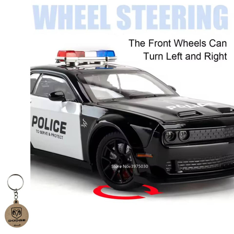 ماکت ماشین ناب سل مدل دوج چلنجر هلکت پلیس فلزی همراه با جاسوییچی Dodge Challenger SRT Police