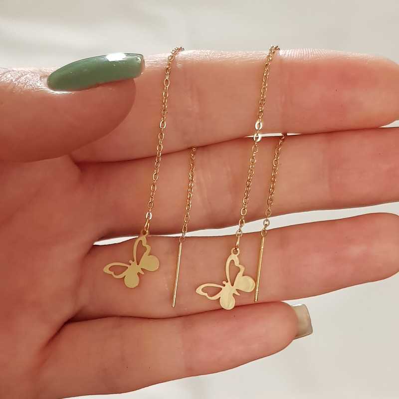 گوشواره زنانه مدل بخیه ای پروانه 3235 گوشواره زنانه مدل بخیه ای پروانه 3235