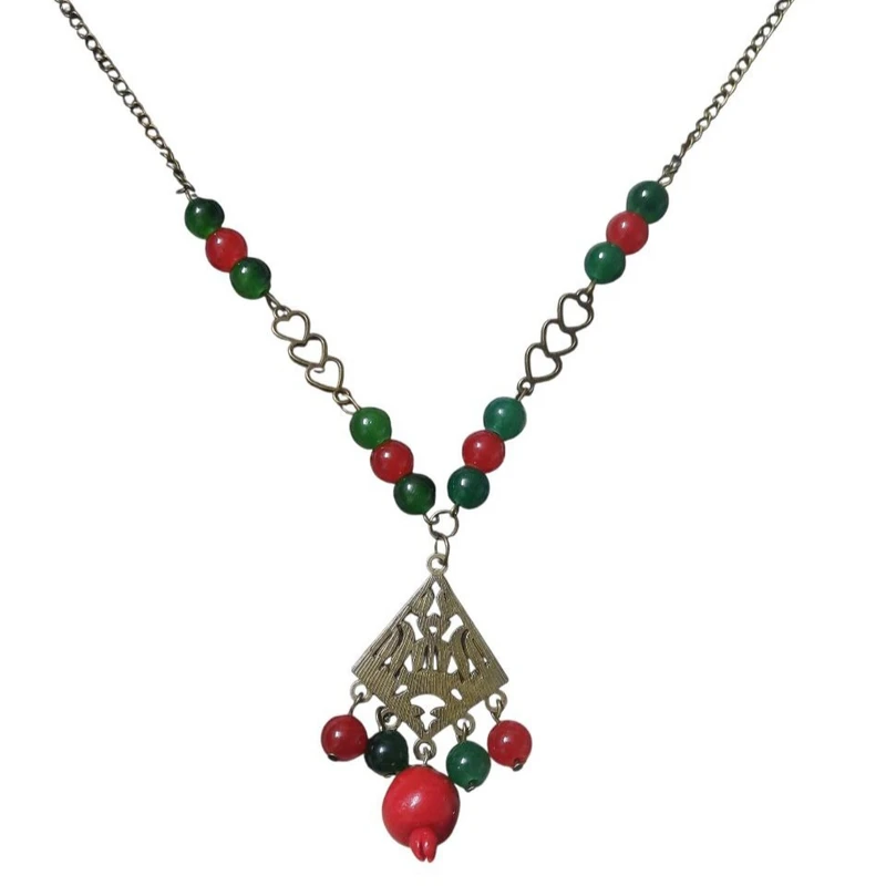 گردنبند دخترانه مدل رو لباسی طرح یلدایی انار کد mn54