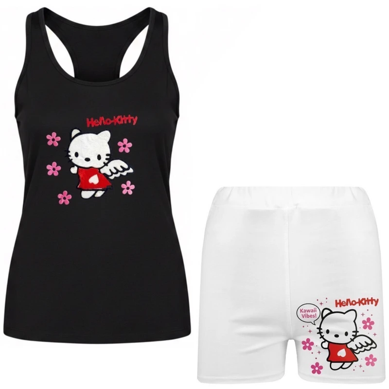 ست تاپ و شلوارک راحتی زنانه مدل کیتی