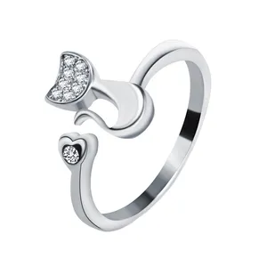 انگشتر نقره زنانه گالری شمرون مدل گربه کد RNG551S0