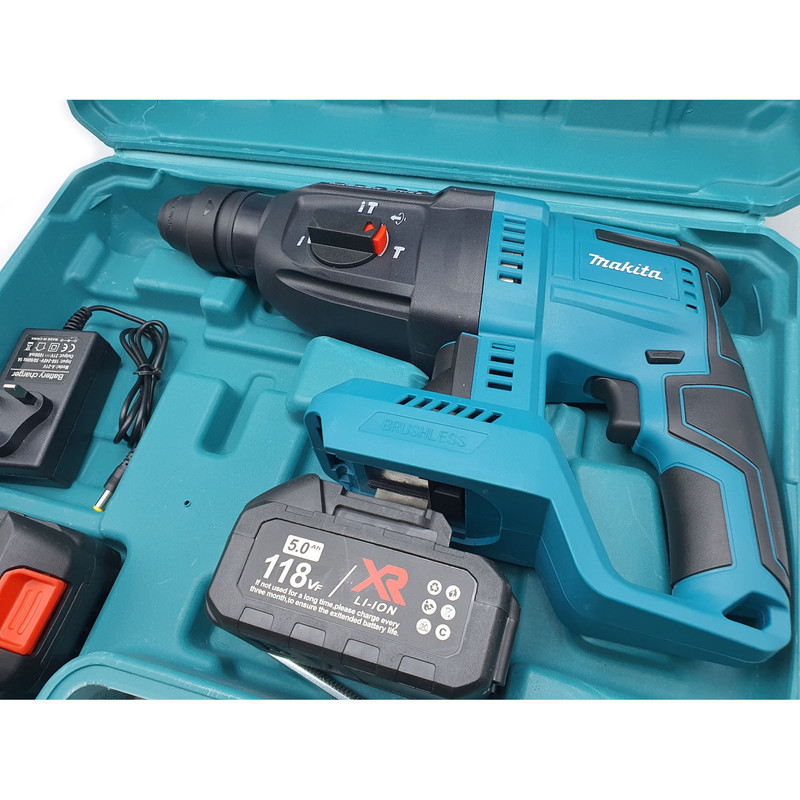 دریل بتن کن شارژی ماکیتا مدل براشلس کد 118V مجموعه 4 عددی