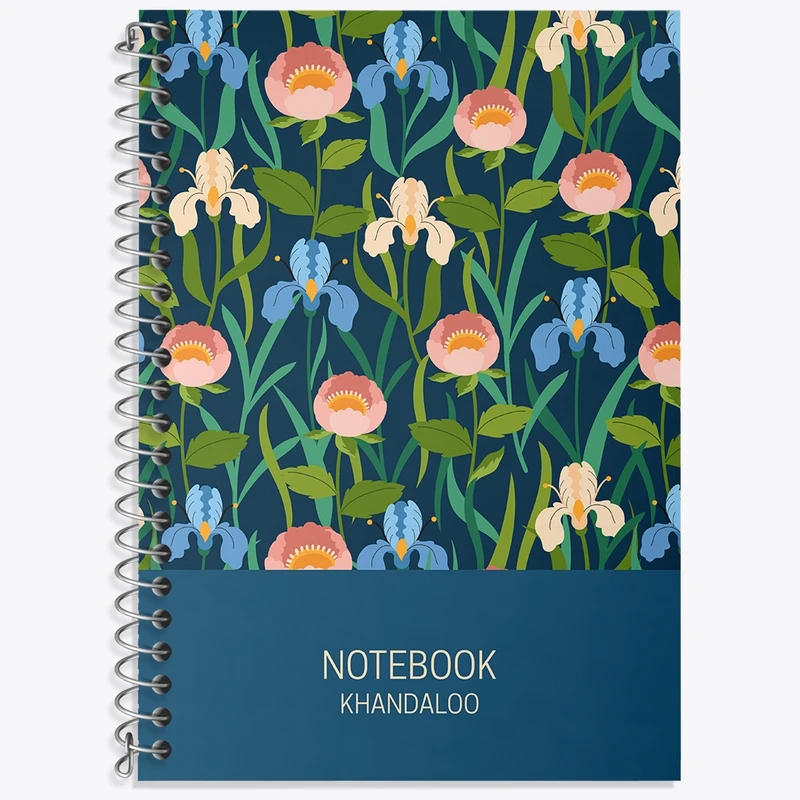 دفتر زبان 50 برگ خندالو مدل سه خط طرح گل گلی کد N660