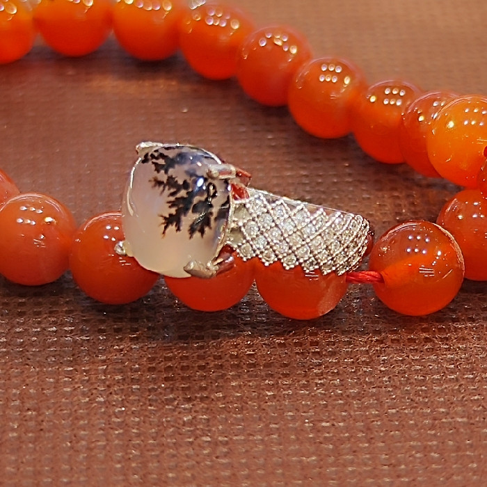 انگشتر نقره زنانه نقره جات بافندگان مدل عقیق شجر کد 106