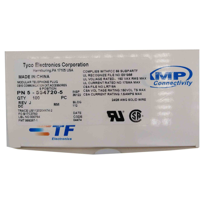 سوکت شبکه CAT6E امپ مدل JN16E بسته 100 عددی 3