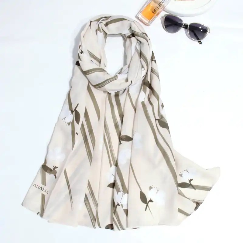 شال زنانه مدل نخی خنک تابستانه گل ریز کد a-7085