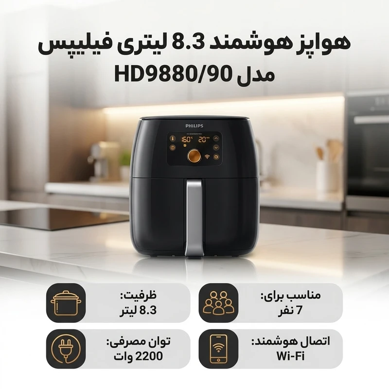 عکس شماره 2 : هواپز هوشمند 8.3 لیتری فیلیپس مدل hd9880-90