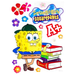 استیکر دیواری کودک طرح سه بعدی  مدل باب اسفنجی