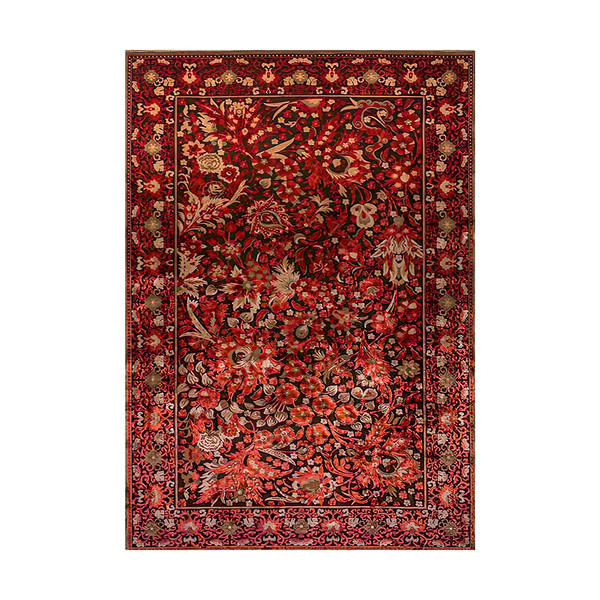 فرش ماشینی زانیس مدل فانتزی طرح سنتی زمینه قرمز