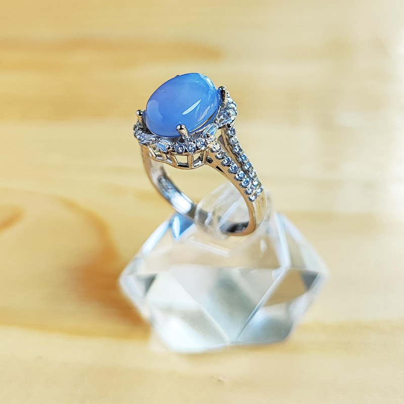 انگشتر نقره زنانه مدل عقیق یمنی کبود کد YW4088