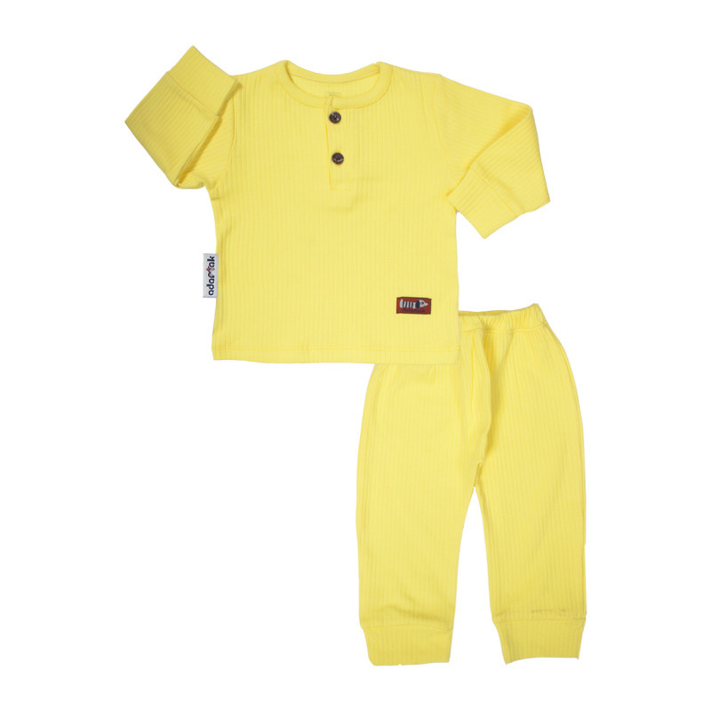 ست تی شرت و شلوار نوزادی آدمک مدل کبریتی کد 1100121 رنگ لیمویی