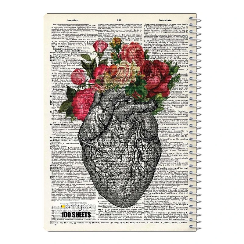 دفتر شطرنجی 100 برگ سیمی کارنیکا طرح روزنامه وینتج قلب Vintage Newspaper Heart کد 57682