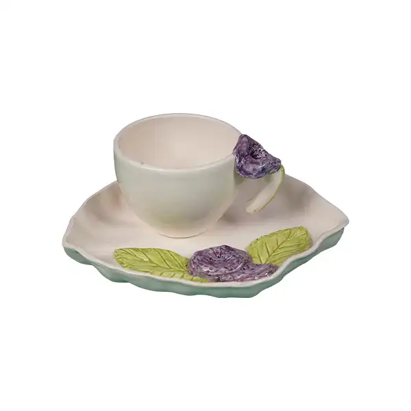 ست فنجان و نعلبکی سرامیکی مدل گل برجسته  ارکیده