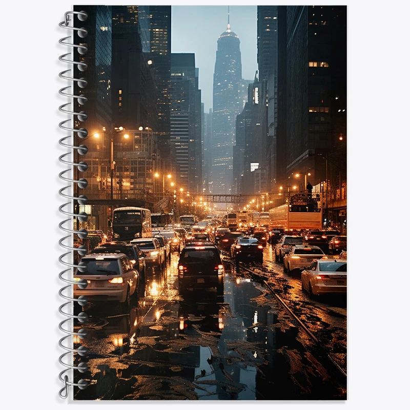 دفتر زبان 50 برگ خندالو مدل سه خط طرح خیابان و شهر کد F427