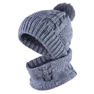 ست کلاه و شال گردن بافتنی سام مدل داخل خز مارپیچ کد 502