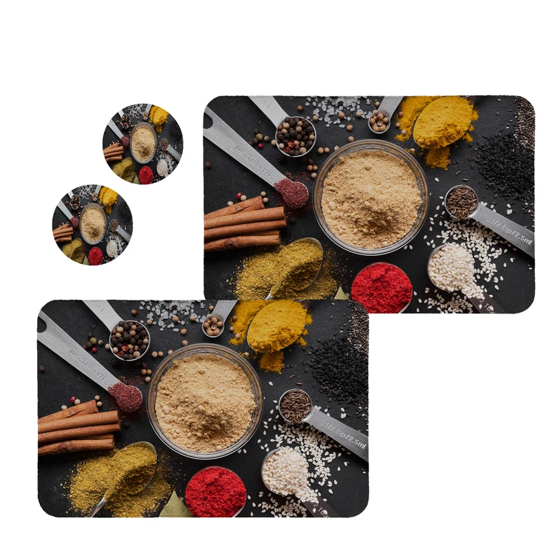 زیربشقابی طرح ادویه کد 8309 مجموعه 2 عددی همراه زیر لیوانی