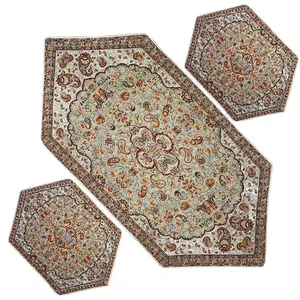 ست سه تکه رومیزی ترمه مدل شاه عباسی کد KRV3-3