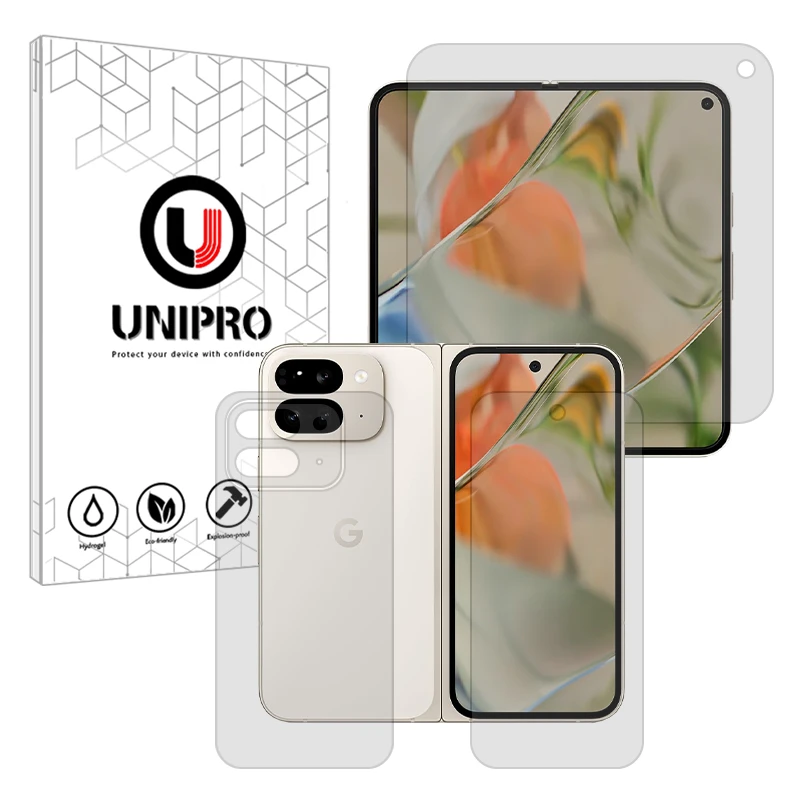 محافظ صفحه نمایش شفاف یونی پرو مدل Star 4 مناسب برای گوشی موبایل گوگل Pixel 9 Pro Fold به همراه محافظ پشت گوشی