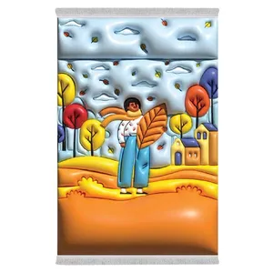 فرش پارچه‌ای دفه مدل فرشینه طرح فانتزی کد 8040