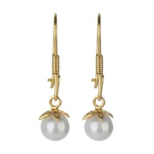 گوشواره طلا 18 عیار زنانه قیراط طرح مروارید کد GH4622