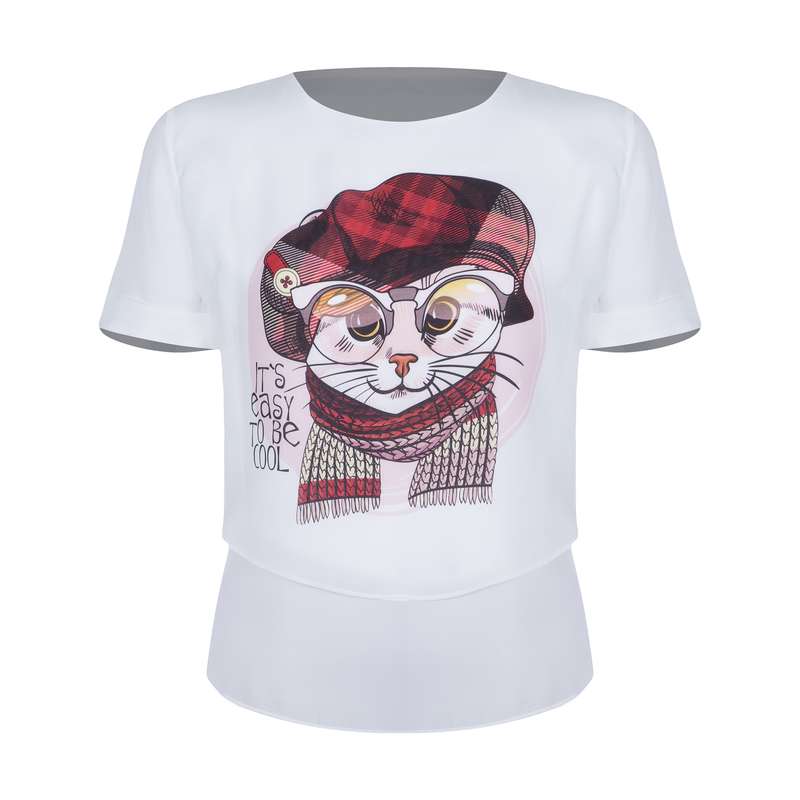 بلوز زنانه مدل کیمیا طرح لی فور گربه کلاه قرمزی