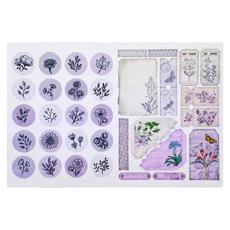 برچسب کاترینکا طرح برش خورده بولت ژورنال و اسکرپ بوک مدل A5 Flower stickers