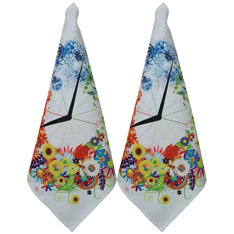 دستمال نظافت آشپزخانه بی تی مدل میکروفایبر طرح ساعت کد 30x30W242 بسته 2 عددی