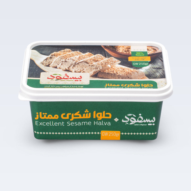 حلوا شکری ممتاز با تزیین کنجد بیسفود - 250 گرم
