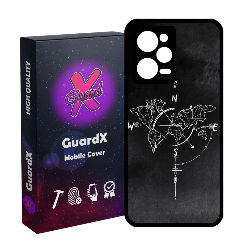 کاور گارد ایکس طرح نقشه مدل Glass10814 مناسب برای گوشی موبایل شیائومی Redmi Note 12 Pro 5G/Poco X5 Pro 5G/Note 12 Pro Speed