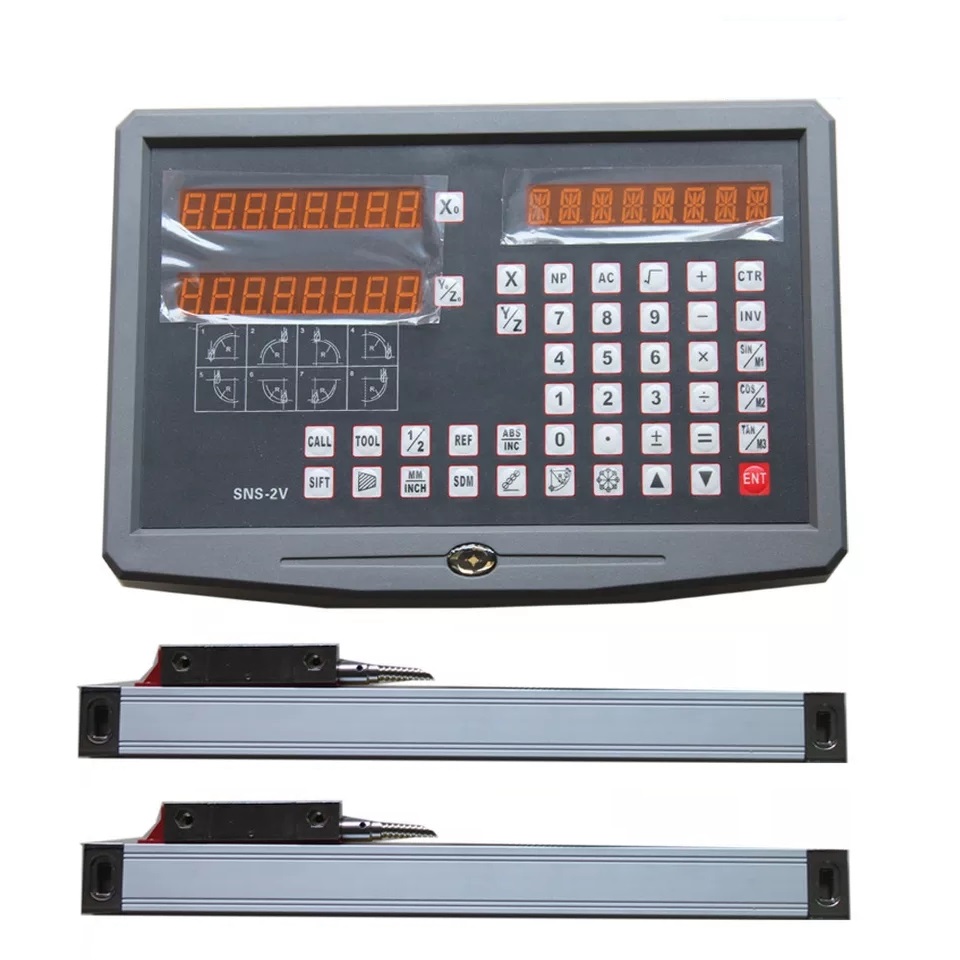 خط کش دستگاه تراش مدل DRO-600 مجموعه دو عددی به همراه نمایشگر دیجیتال