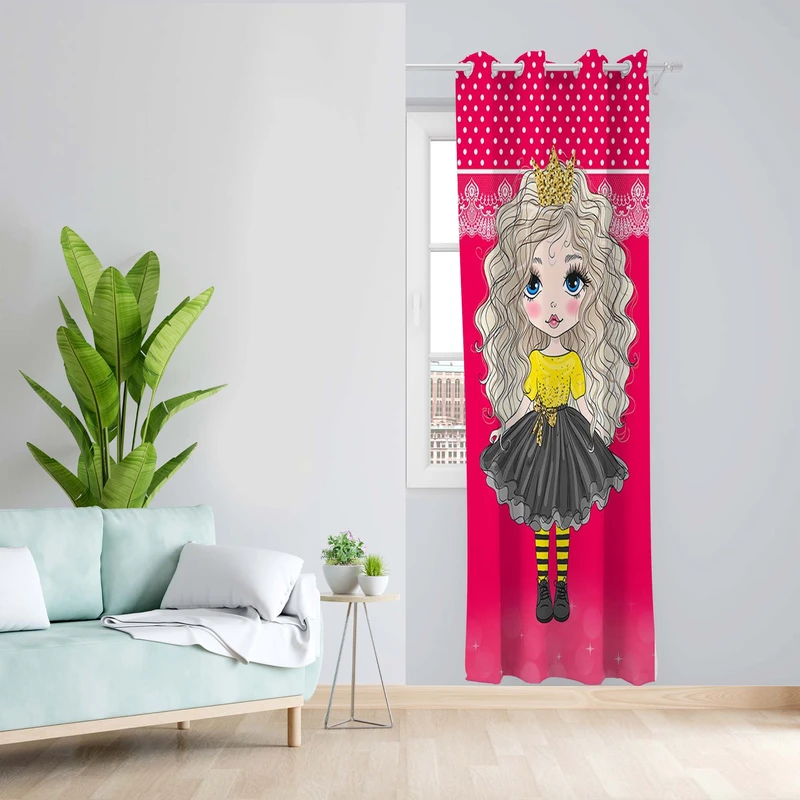 پرده طرح کودک مدل مخمل پانچی کد 5092L z سایز 140x200 سانتی متر