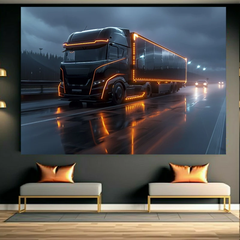 تابلو بوم طرح مخمل حمل و نقل مدل ماشین سنگین کد BK23232