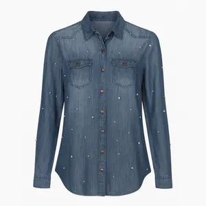 شومیز آستین بلند یقه برگردان زنانه مدل 23176